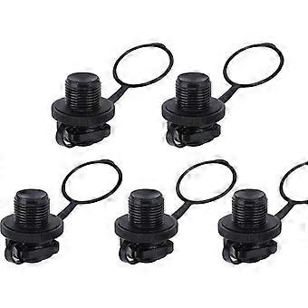 One-Way Inflation Valve, Compatible with Inflatable Fishing Boats, 5-Piece Spiral Air Plug Set, ABS Material, with Sealing Cap