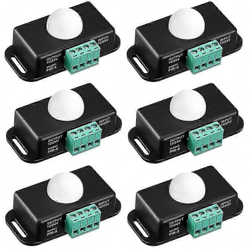 6-Pack Motion Sensor Switch for LED Strips, 12V 24V PIR Infrared Detector with Timer Function for Flexible Lighting Solutions
