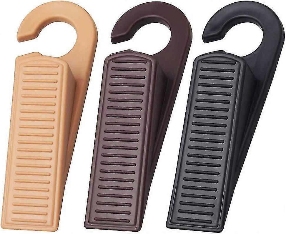 Multi-Purpose Rubber Door Stopper Wedge 3 Pack