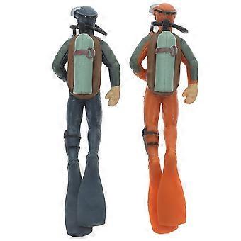 Diver Model Plastic Floating Diver Ornament for Aquarium Decoration 2Pcs
