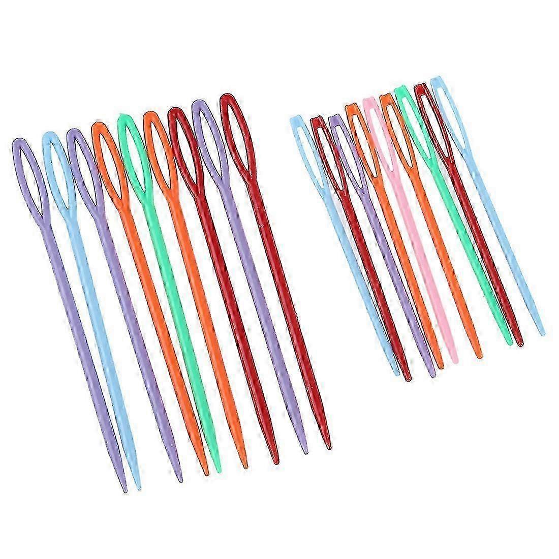 18 Pcs Plastic Hand Sewing Darning Needles, 9.3cm &7cm