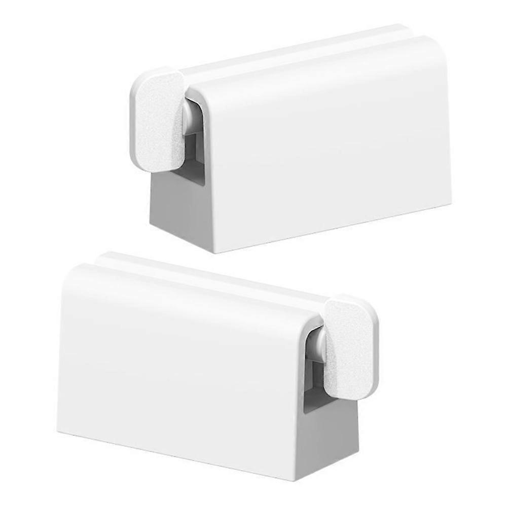 White Automatic Toothpaste Squeezer Dispenser for Home 2Pcs Plastic