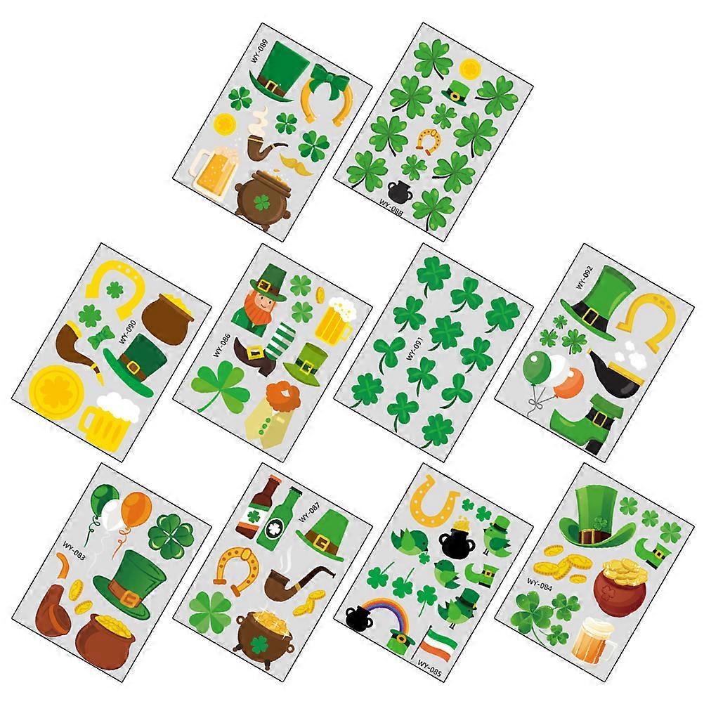 10pcs Saint Patrick's Day Temporary Stickers Green Party Temporary