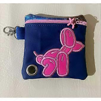 Ballon dog - Embroidered Poo bag dispenser. - BLUE & PINK