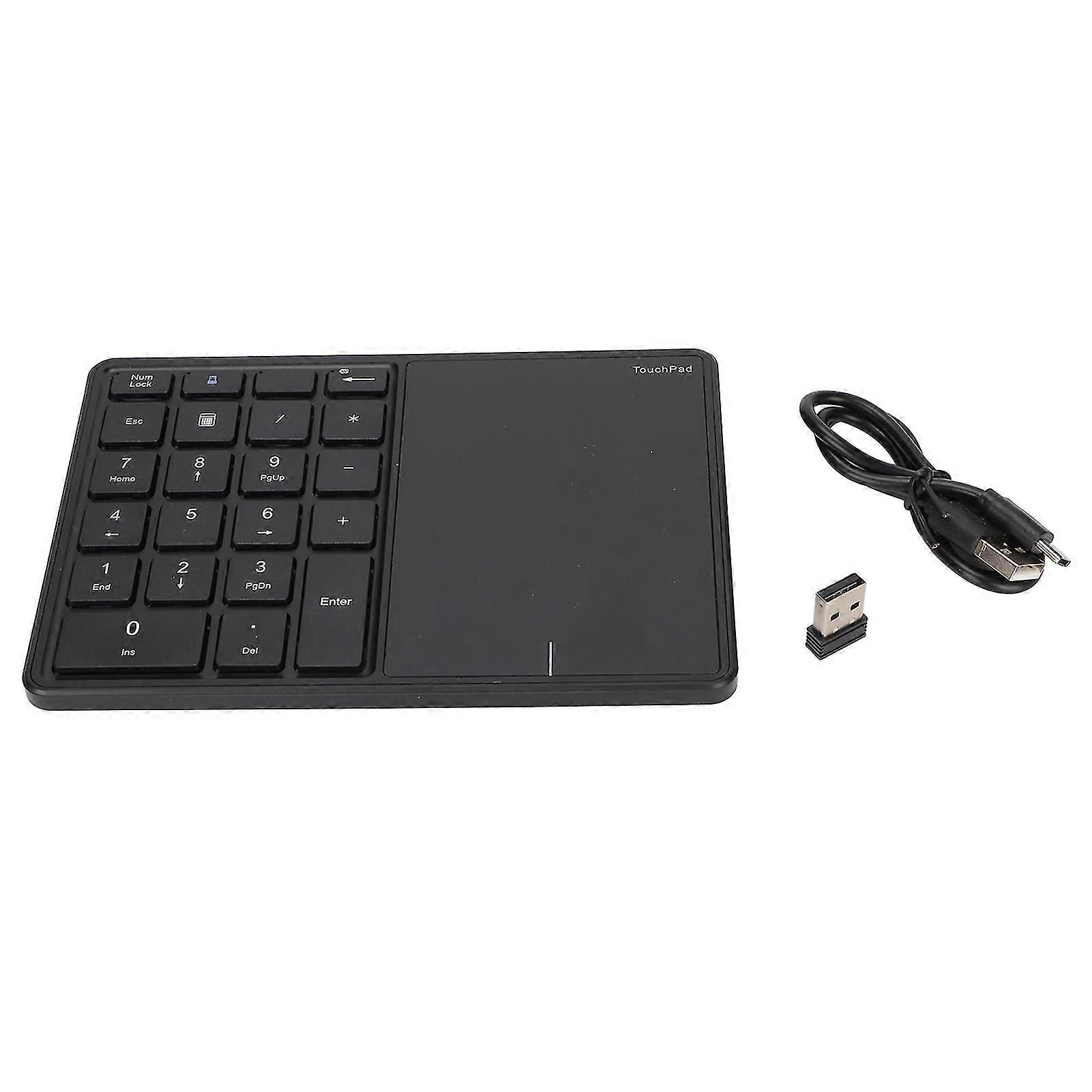 Wireless 22-Key Numeric Keypad with Touchpad, Dual Mode 2.4G Connection, Type C Interface, for Laptops - Black
