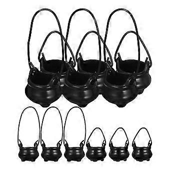 12pcs Mini Cauldron: Miniatura Strega Pot Plastica Mini Calderoni per Dollhouse Decor Halloween Party Bomboniere Fairy Garden Accessori e Tavolo spettrale D