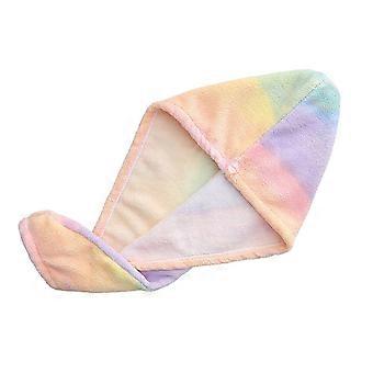 Hair Drying Hat Coral Rainbow Shower Hat for Water Absorption 6Pcs