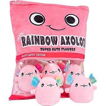 Plysdukke en pose med axolotl plys legetøj fyldt blød snackpude plys legetøj til fødselsdagsgave, fyldt legetøj spil pude (lyserøde 6 bolde)