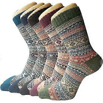 5 Pack Womens Wool Socks Winter Warm Socks Thick Knit Cabin Cozy Crew Soft Socks Gifts For Women