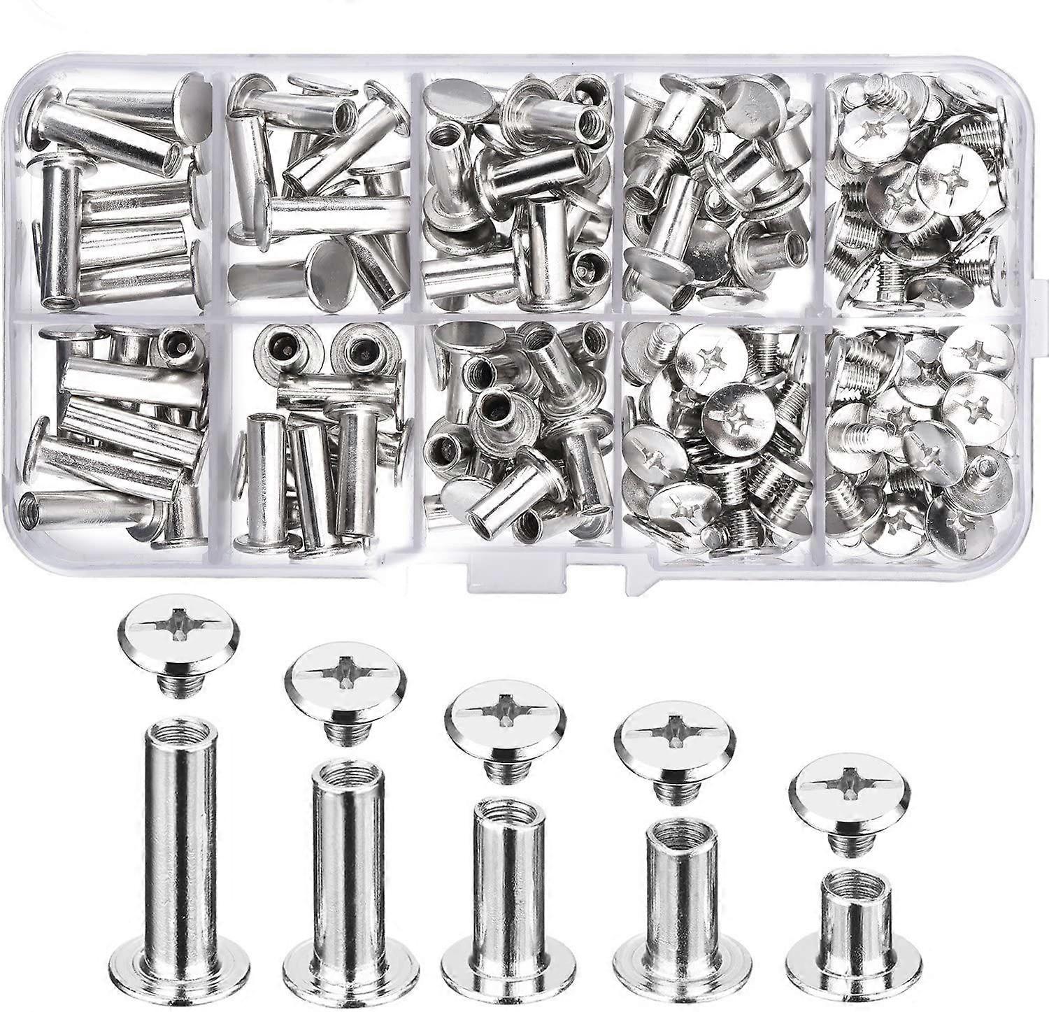 80PCS Chicago Binding Screw Assorted Kit for DIY Leather Decoration Bookbinding
