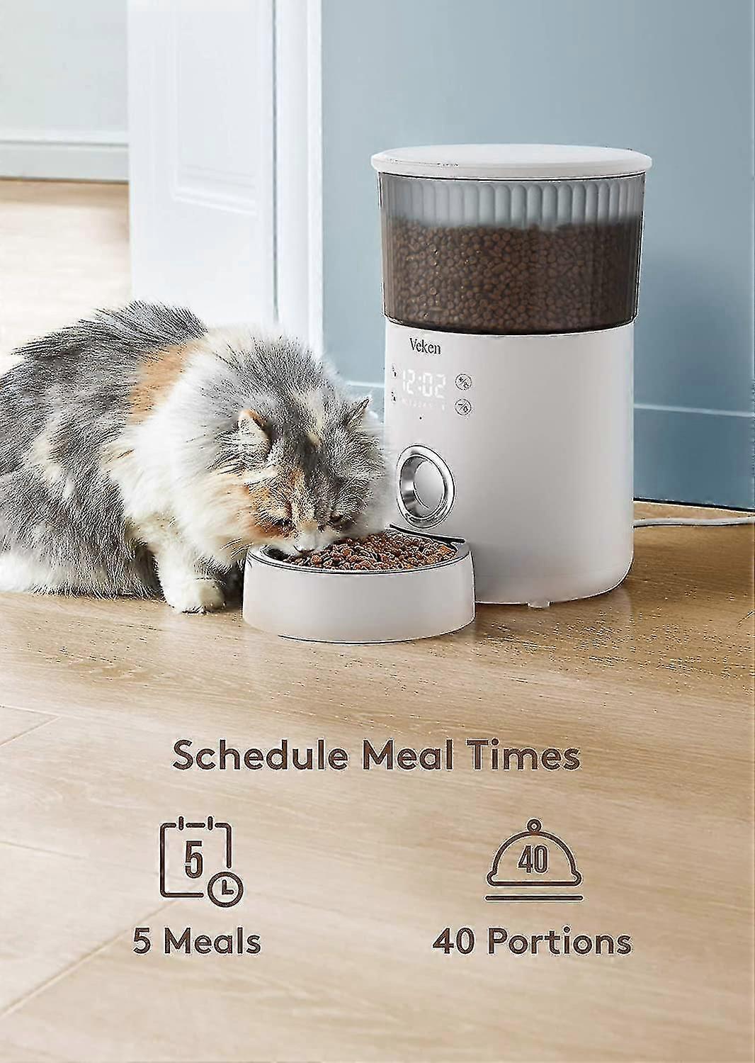 Automatic Cat Feeder, 135oz / 4 Liter Pet Food Dispenser, With Programmable Timer, Portion Size Control