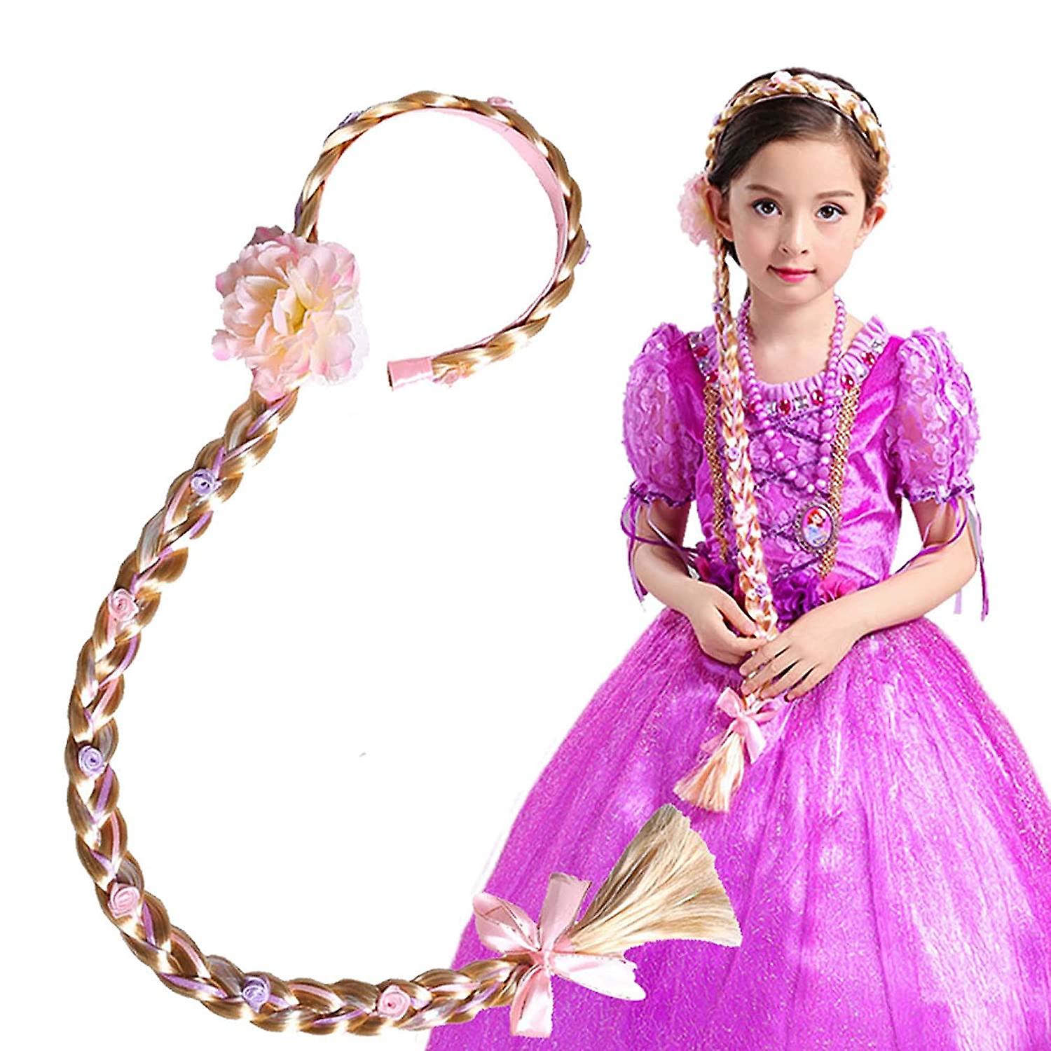 Princess Dress up Wigs for Girls Long 29",Rapunzel Hairpiece Cosplay Braided Wigs