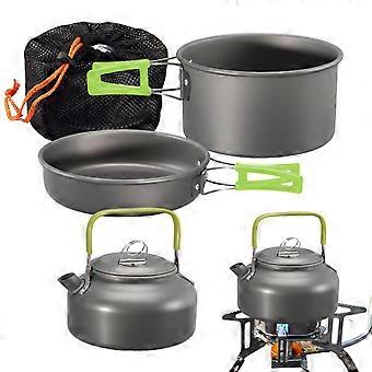 Camping Cookware Set with Kettle – Lightweight Backpacking Pot and Pan Kit, Compact Nesting Design, Even Heat Distribution