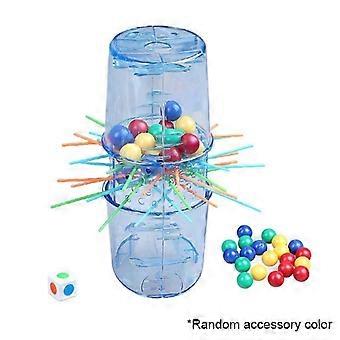 Don't Let the Ball Fall Game, Transparent Blue Plastic Multi-Layer Puzzle with Colored Balls and Sticks, Family Board Game for Holiday Classrooms and 