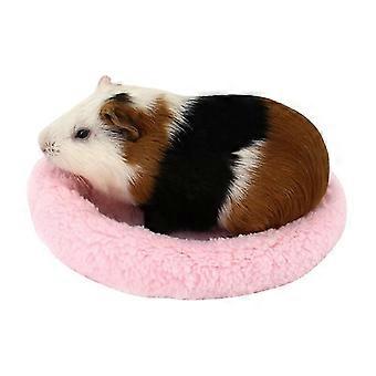 Blød, Hyggelig Rund Fleece Varm Hamster Seng Sovemåtte Til Rotte, Pindsvin, Egern, Marsvin, Små dyr Lyserød