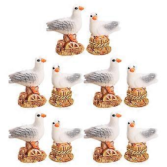 12 stuks meeuw tuindecoratie micro landschap zeevogel beeldje desktop decoraties meeuw standbeeld nautische decoratie sculptuur