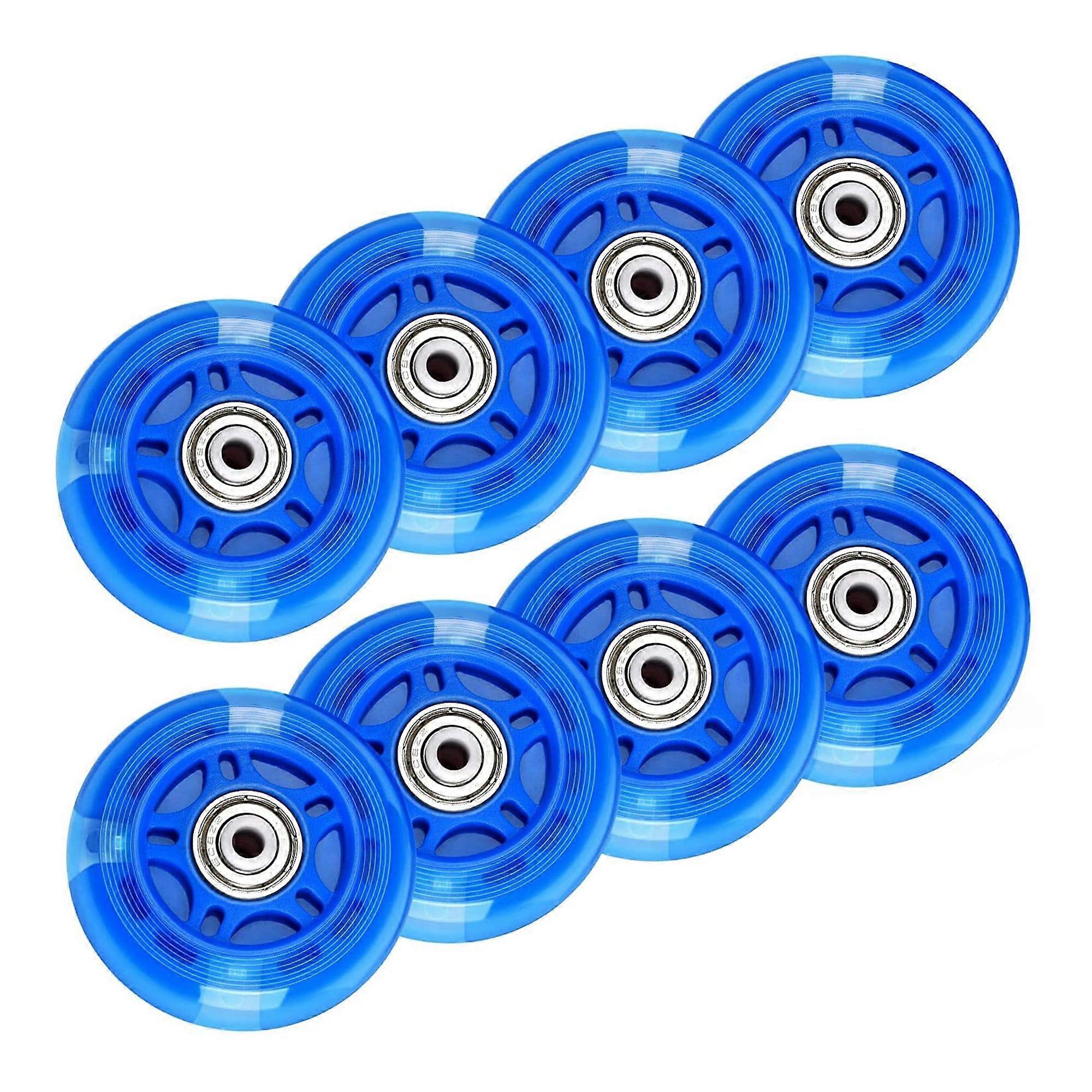 70mm Silent Glowing Inline Skate Wheels, 8 Pack