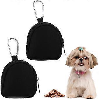 2 PCS Dog Treat Pouches for Pet Training Black Dog Training Treat Pouch for Leash Portable Dogs Treat Bag for Travel Outdoor Use Reusable Dogs Treats 