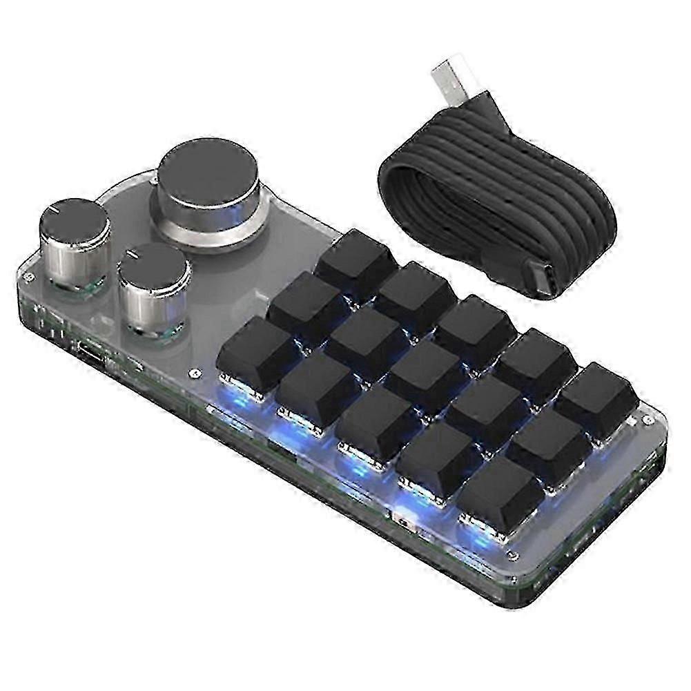 15 Keys 3 Knobs Programmable Keyboard,Blue Switch Hot Swappable Numpad, Gaming Keyboard with Memory Function White