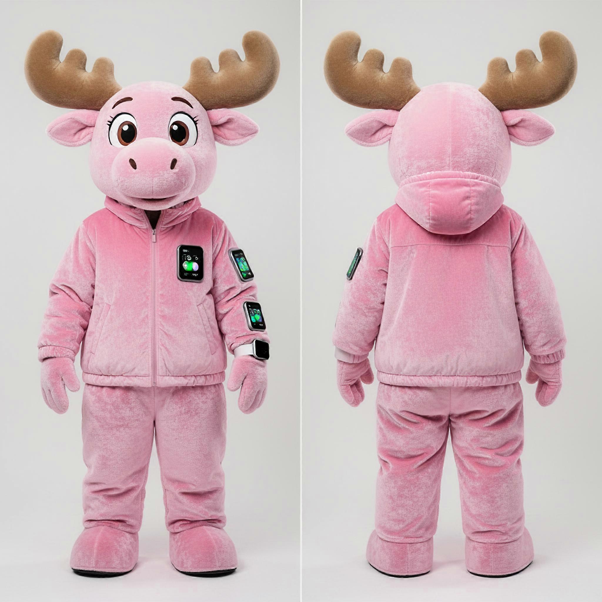 MASTICOT Pastel Pink Velvety Moose Mascot