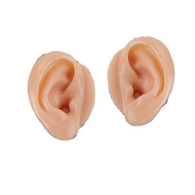 Soft Silicone Simulation Left Human Ear Model Ear Display Teaching Aid Model (complexion,1pair )