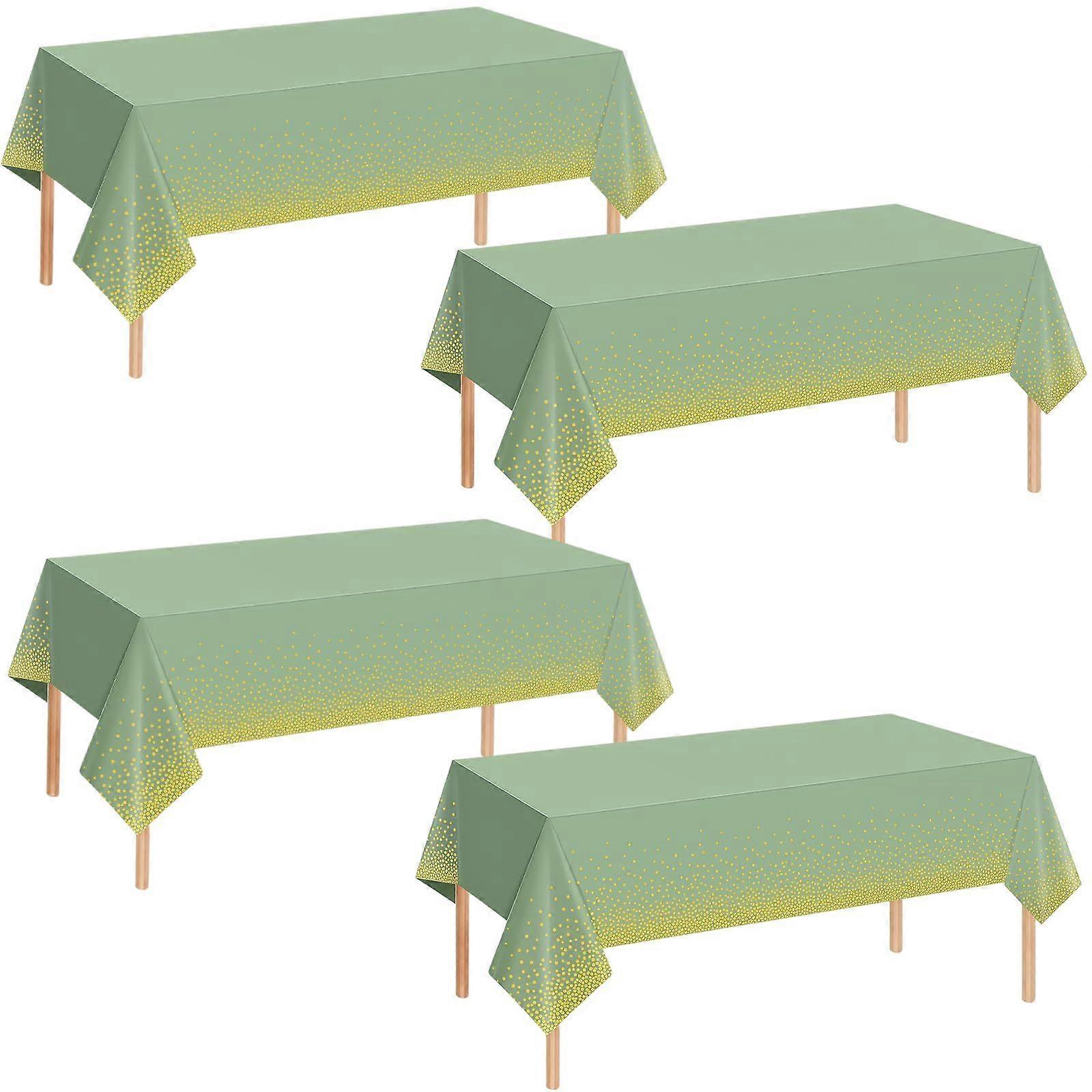 Gold Dot Disposable Plastic Table Cloth 4 Pack,Rectangular Plastic
