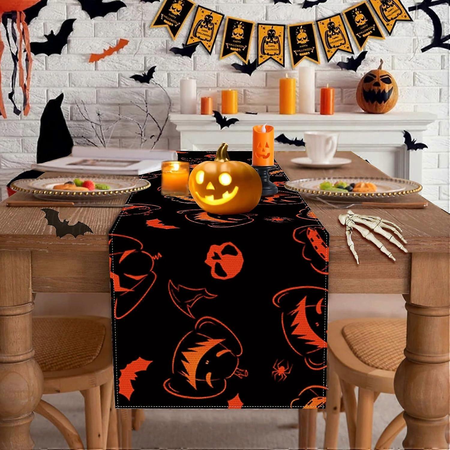 Halloween Table Runner,Pumpkin Table Runner Halloween Decorations