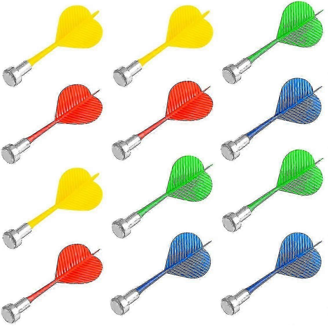 Fléchettes magnétiques, paquet de 12, fléchettes de rechange en plastique de sécurité pour jeu de fléchettes, rouge, jaune, vert et bleu - instable