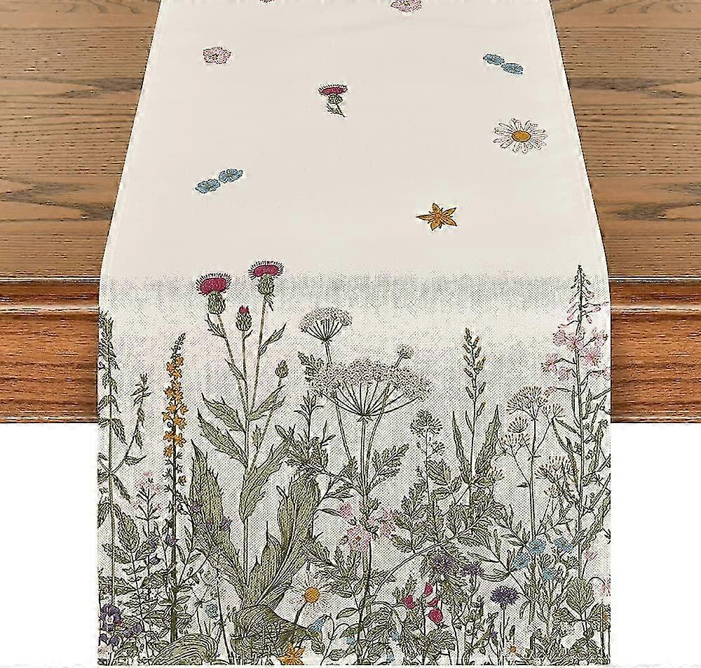 Antique Herbs Wild Flowers Table Runner