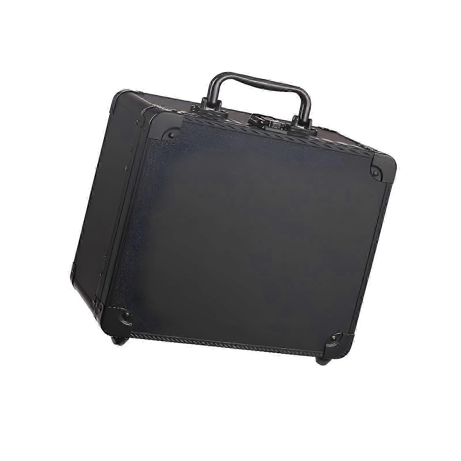 Sophisticated Cosmetic Storage Case With Pivoting Mirror And Customizable Sections