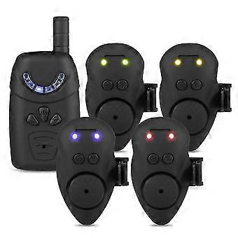 4PCS Ensemble d’alarme d’appât de pêche Ensemble d’alerte d’appât de pêche Indicateur lumineux d’appât de pêche Kit d’alerte de pêche numérique avec étui