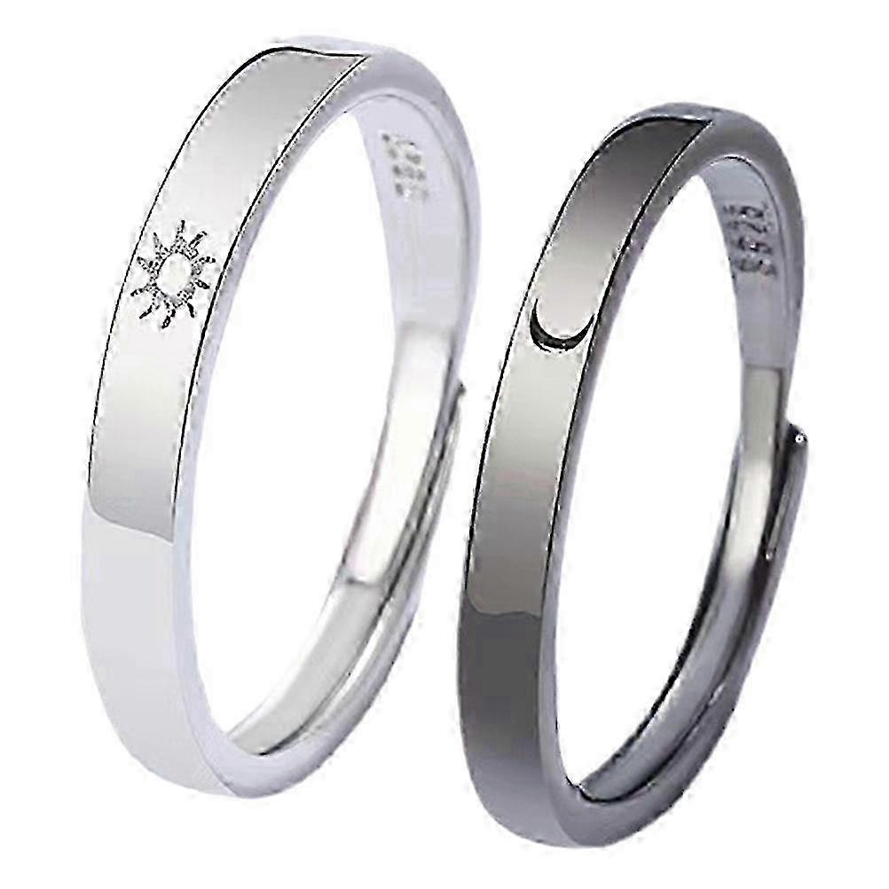 Simplicity Yet Moon Shape Rings compatible with Lovers Versatile Assorted Color 1 Pair
