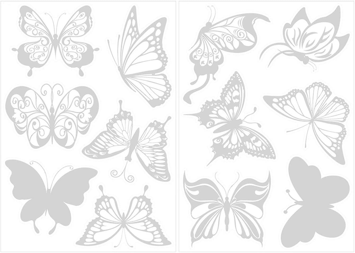24 Pcs Butterfly Window Stickers Anti-collision Warning Window Clings Transparent Bird Alert Window Decal Refrigerator Sticker Door Decals