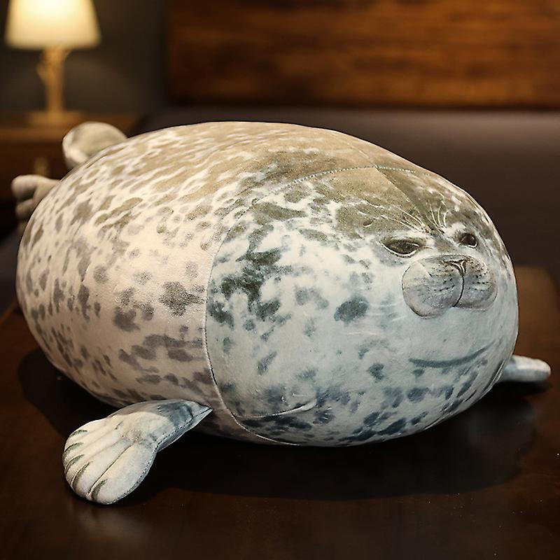 Chubby Blob Seal Pillow Plush Animal Toy Stuffed Seal Plushie Cotton Cute Pillow Gray 40CM