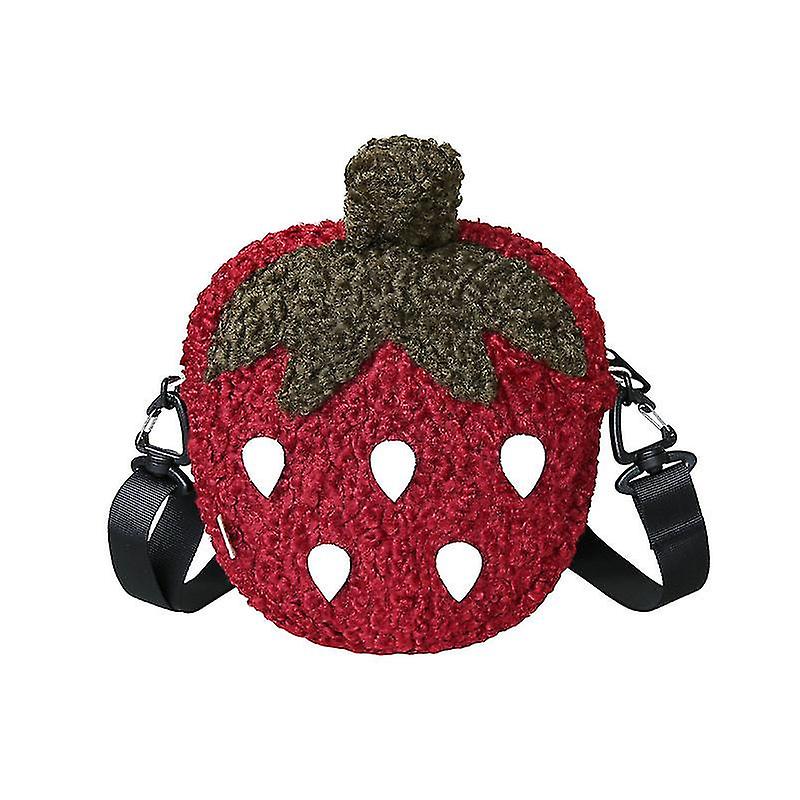 Pxcl Cute Plush Strawberry Messenger Bag 1 Piece (red)