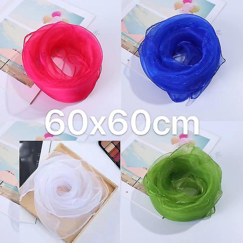 4pcs Retro Classic Chiffon Scarves Hemmed Square Sheer Neck Scarf Juggling Dance Scarf
