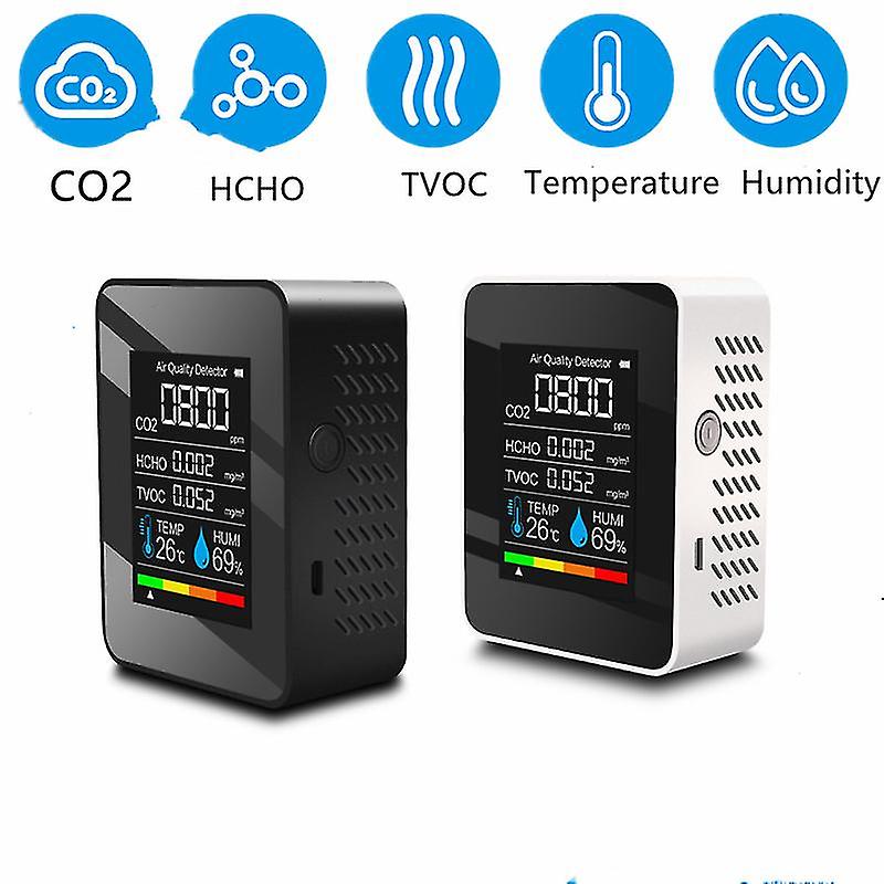 Air Quality Detector Co2 Tester Co2 Meter Sensor With Carbon Dioxide Tvoc Hcho Value Electricity Quantity Temperature Humidity