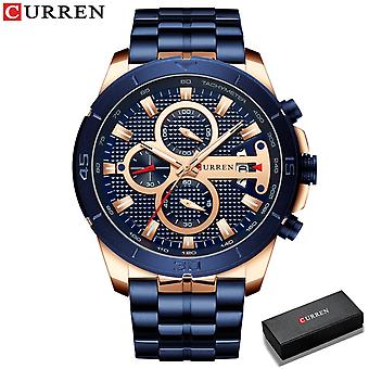 Curren Business Men Watch Luxury Brand Stainless Steel Wrist Watch Chronograph Army Military Quartz Watches