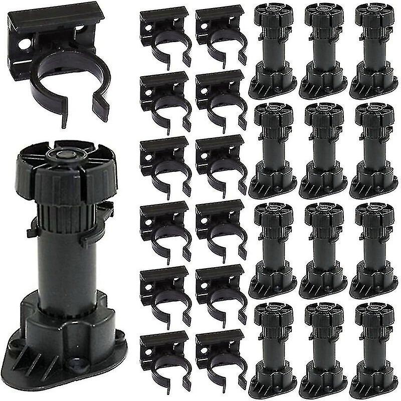 Set Of 12 Adjustable Legs For Furniture Feet For Cabinet With Base Clip - Height 120 To 150mm