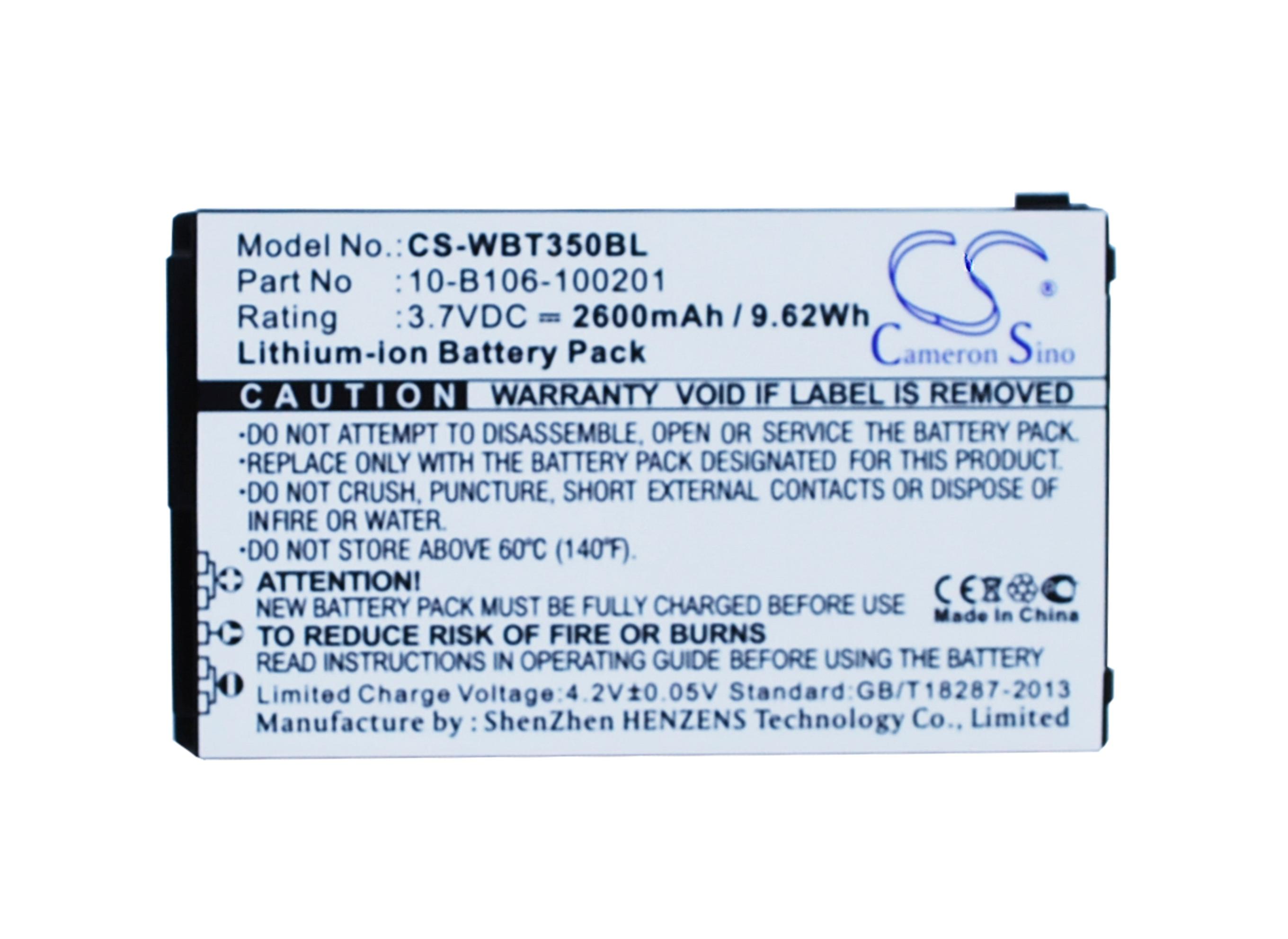 Battery for Widefly BT350 BT-350 DT350 DT-350 10-B106-100201 CS-WBT350BL