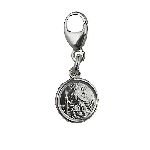 Silver 8mm round St Christopher Charm on a lobster trigger