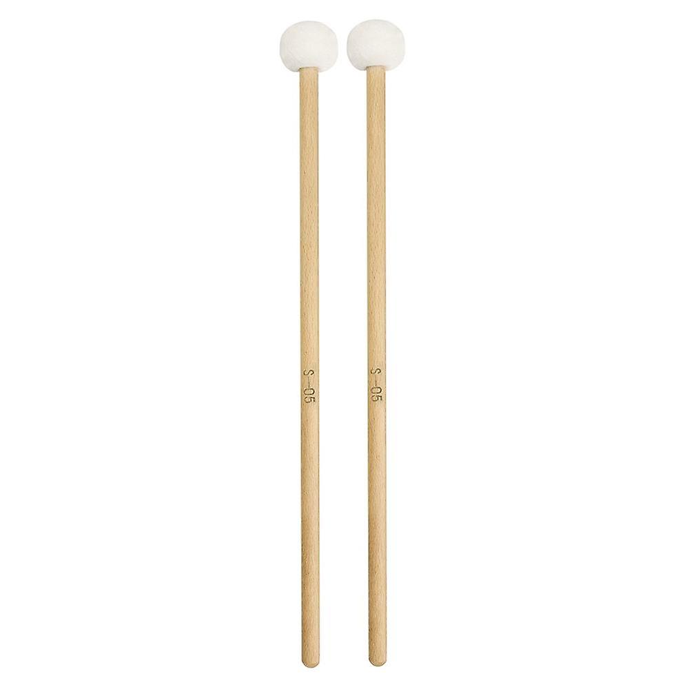 1 Pair Felt Mallets Drum Sticks with Wood Handle for Percussion Instrument White