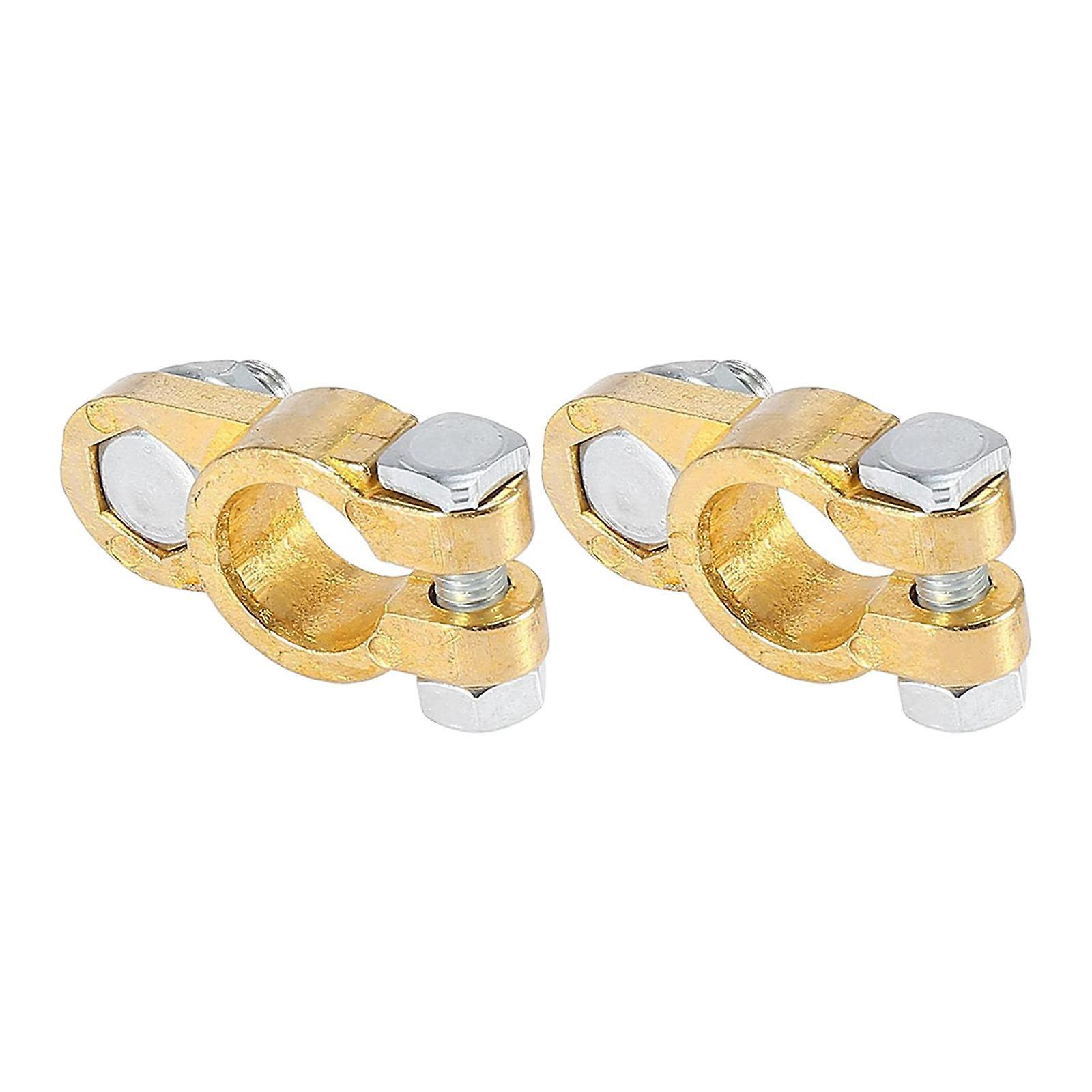 2pcs Battery Terminal Clamp Replacement Clips Brass Connector Auto Car Package A