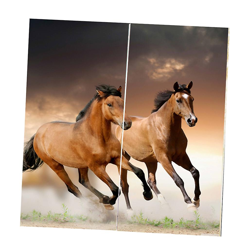 2 Painel Impresso Cortina Termoisolada Drape Cavalos Drape