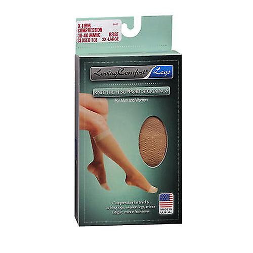 Loving Comfort 及膝支撑长筒袜 X-Firm 30-40 mmHg 米色大封闭鞋头,各 1 件(1 件装)