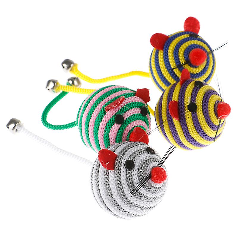 Tail With Bells Nylon Mouse Ball Cat Dog Interactive Bite Play Toy Pet Supplies