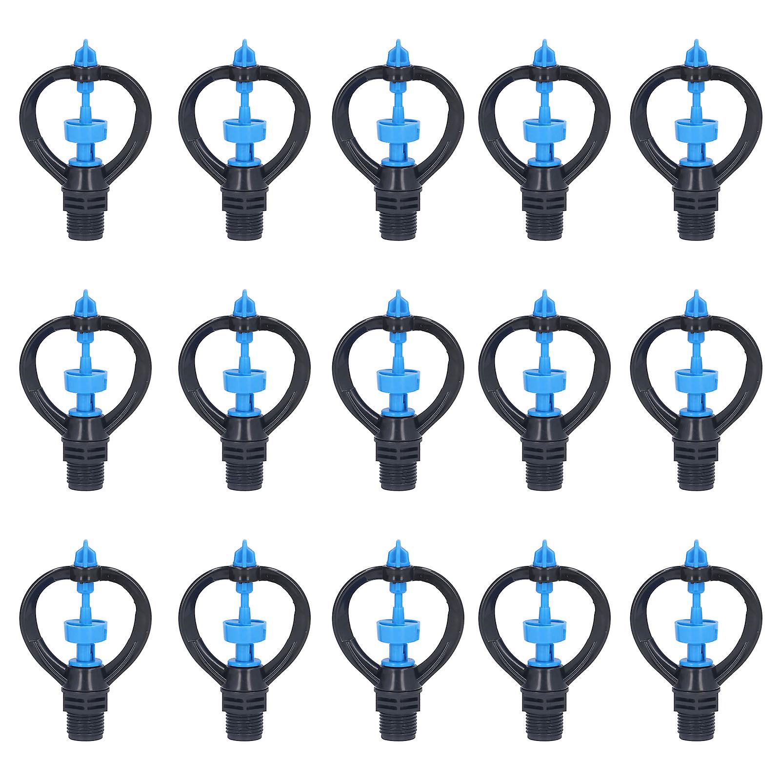 15pcs Lawn Sprinkler Nozzles, G1/2 External Thread, 360° Automatic Rotation, Medium Range, for Garden Watering, Round Nozzle