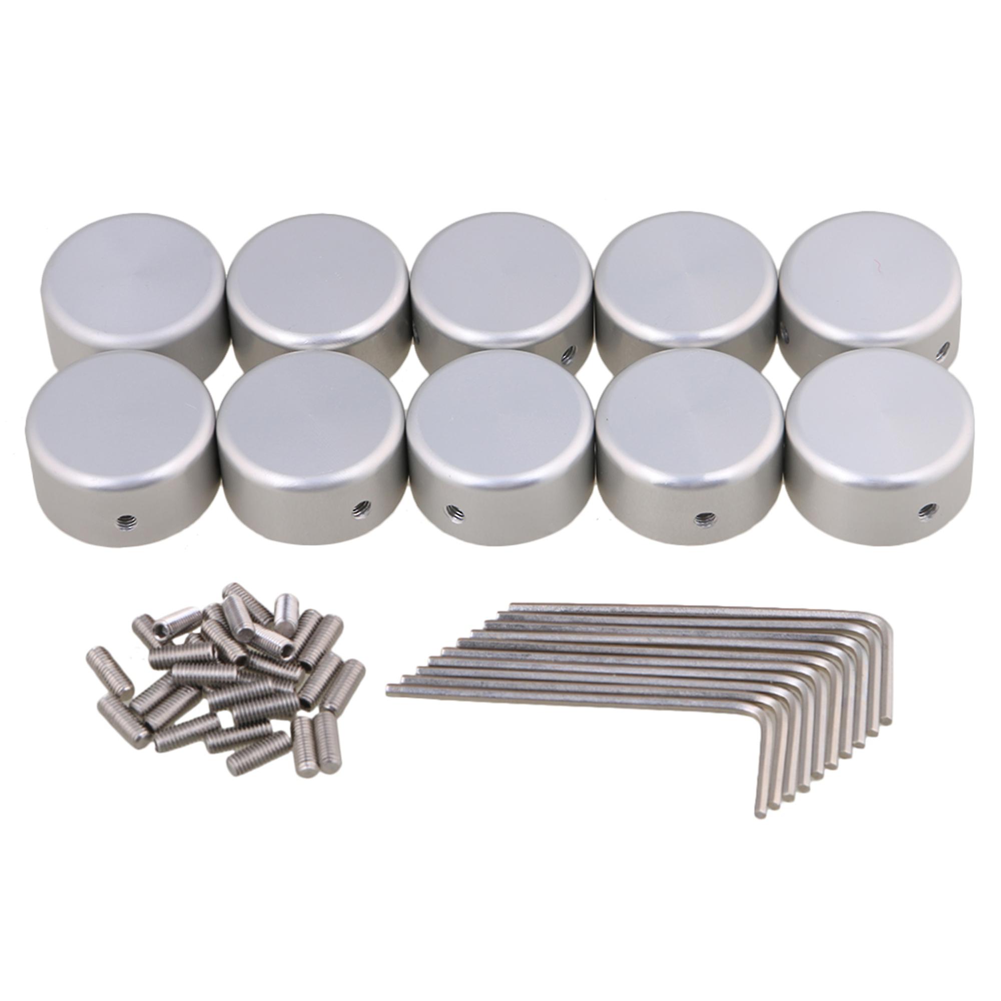10pcs Silver Guitar Effects Accessories Stomp Switch Pedal Box Foot Cap