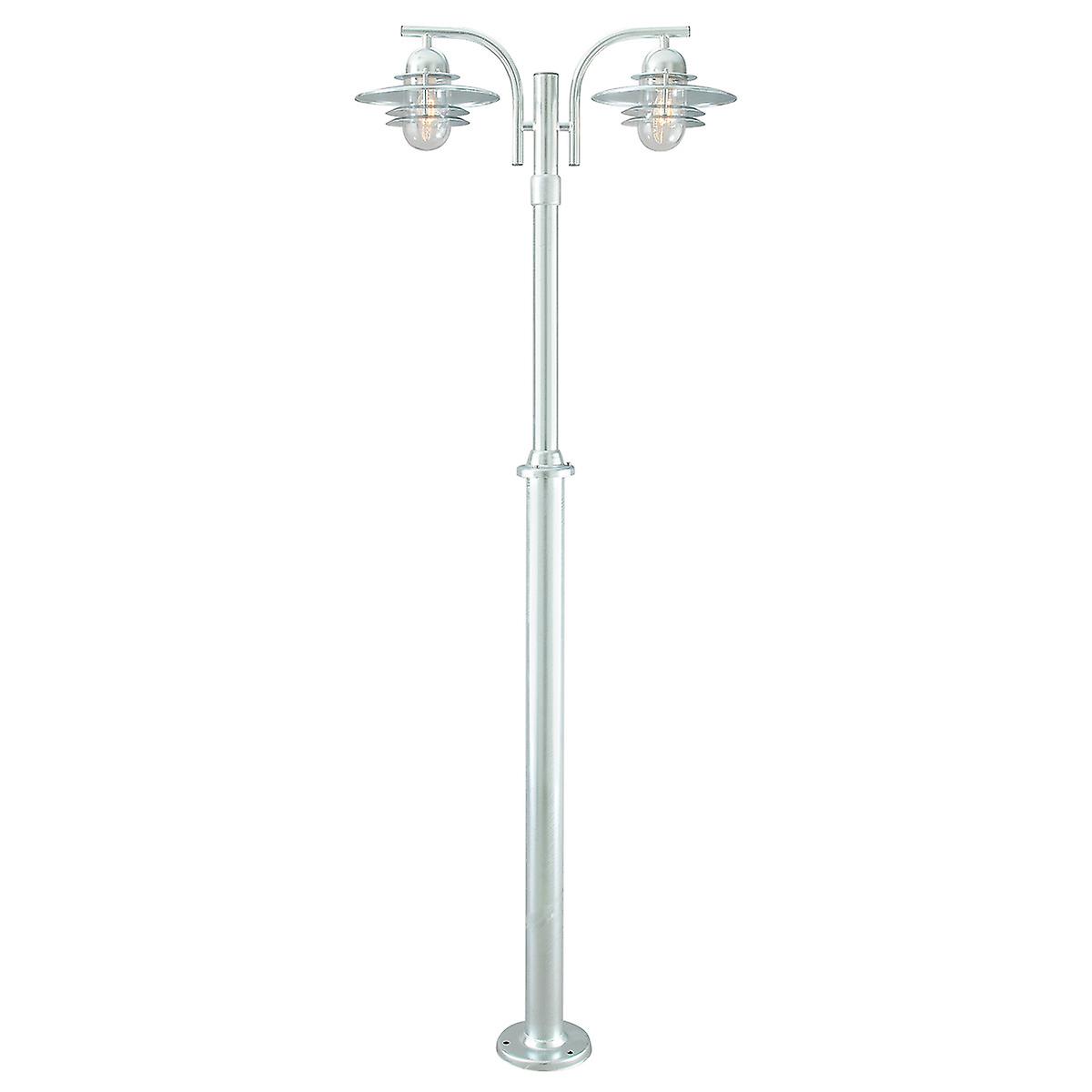 Oslo Outdoor 2 Light Lamp Post Galvanized , IP55, E27