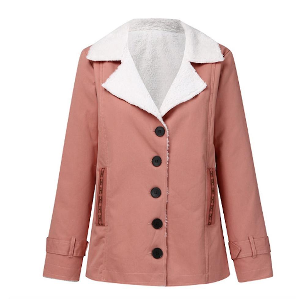 Women's Winter Jackets Fleece Lined Short Coat Button Closure Hip Length